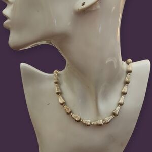 Vtg ALABASTER Silver Aluminum Beaded Necklace